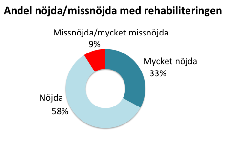 Nöjdhet/missnöje med rehabiliteringen Andelen patienter som är missnöjda med rehabiliteringen efter stroke är något högre än andelen missnöjda med akutsjukvården.