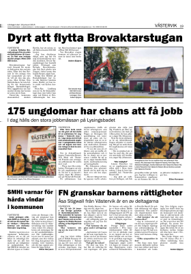 FN granskar barnens rättigheter VÄSTERVIK Vimmerby Tidning (1 lik träff). Publicerat i print 2015-01-10. Anders Sjögren. Sida: 19.