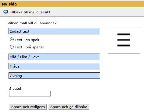 Du kan ändra ordningen på sidorna genom att markera en sida i listan (klicka på den så blåmarkeras den) och sedan använda knapparna Flytta upp och Flytta ned.