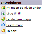 10.6.4.1. Mappar Till vänster kan du se mappstrukturen. Rot är benämningen på den mapp som är högst upp i hierarkin. Den är skapad av systemet och kan inte tas bort eller ändras.