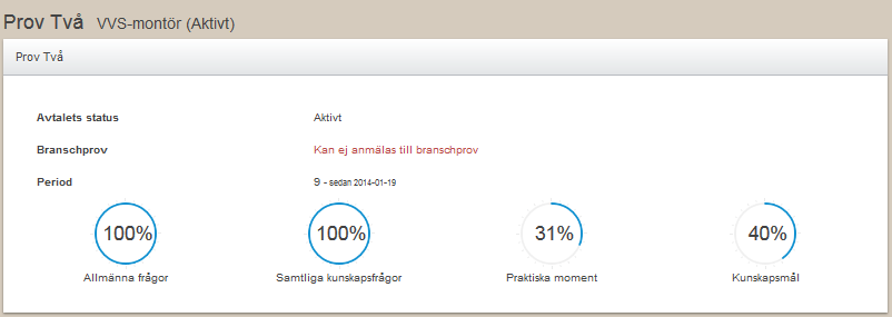 Praktiska moment AUU bockar i när han/hon har arbetat med olika praktiska moment i systemet. Det kommer upp hos företaget som Att göra när det finns praktiska moment att godkänna.