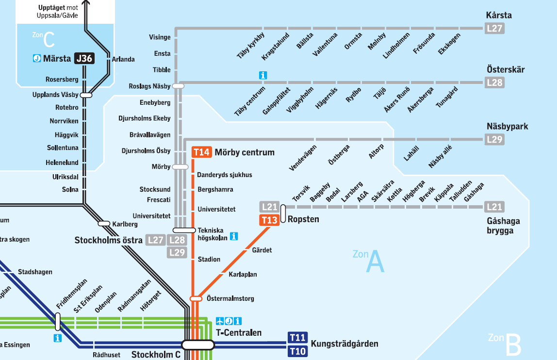 41/126 5.3 Kollektivtrafik i Nord- och Nordostsektorn Sektorn har idag stomtrafik i de radiella stråken. Arlanda trafikeras av regionaltåg, pendeltåg, Arlanda express och flygbussar.