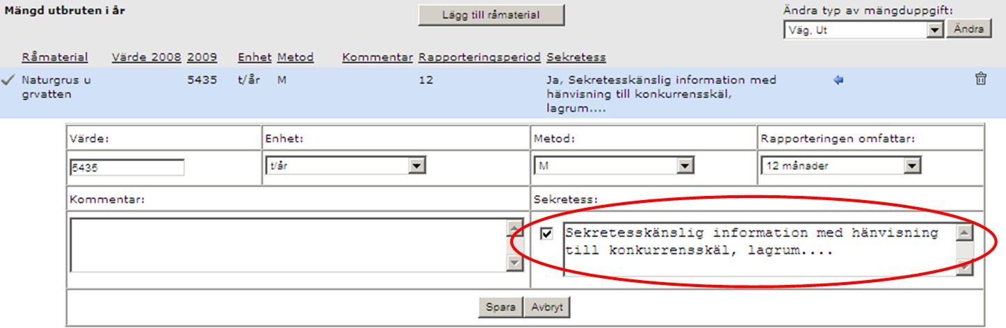 Öppna raden genom att klicka på raden eller på den blå pilen längst till höger i fältet. 2. Markera kryssrutan för sekretesskänslig information. 3.