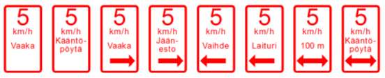 hastigheten på spåret återgår till 35 km/h. Tavlan Angiven hastighet slutar får användas endast på ett spår där hastighetsbegränsningen är 35 km/h.