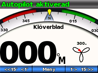 Använda autopiloten på motorbåt Klöverbladsmönster Med klöverbladsmönstret styrs båten så att den gång på gång passerar förbi en aktiv waypoint.