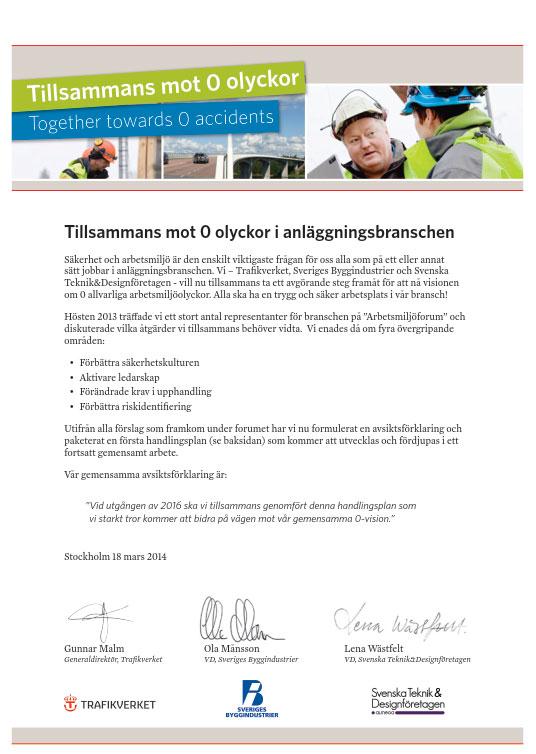 En gemensam handlingsplan signerad av Trafikverket, Sveriges Byggindustrier och Sveriges