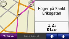 Använda huvudsidorna Kartsidan Tryck på kartsidan. Visa kartan om du vill visa Fordonsikonen visar var du är just nu. Tryck var som helst på kartan för att välja en översiktsvy.