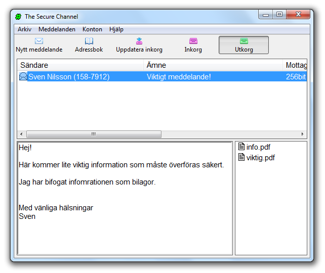 5.2 Inkorg/utkorg Alla meddelanden som lagras i programmet lagras antingen inkorgen eller utkorgen.