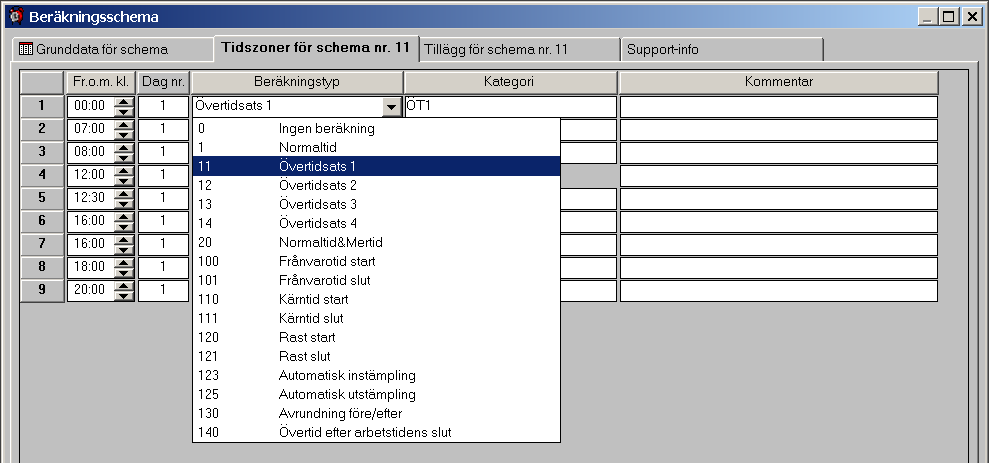 Fr.o.m. klockan Beräkningstypen gäller från och med detta klockslag. Dygnet startar klockan 00.00 och beräkningstypen varar fram till nästa beräkningstyp startar.