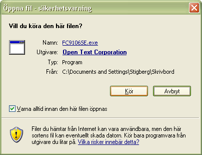 3. Spara och installera programmet / klienten