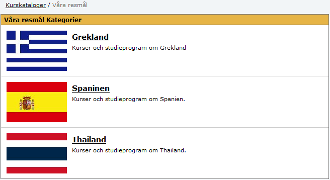 10.2. Kurskatalog Kurskatalogerna visas i en lista med en kort beskrivning. Klicka på en kurskatalog för att se katalogens innehåll.