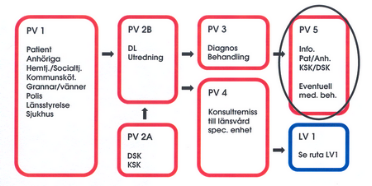 PV 5 Information När diagnosen demens fastställts skall patient och anhöriga informeras liksom berörd distriktssköterska eller kommunsköterska.