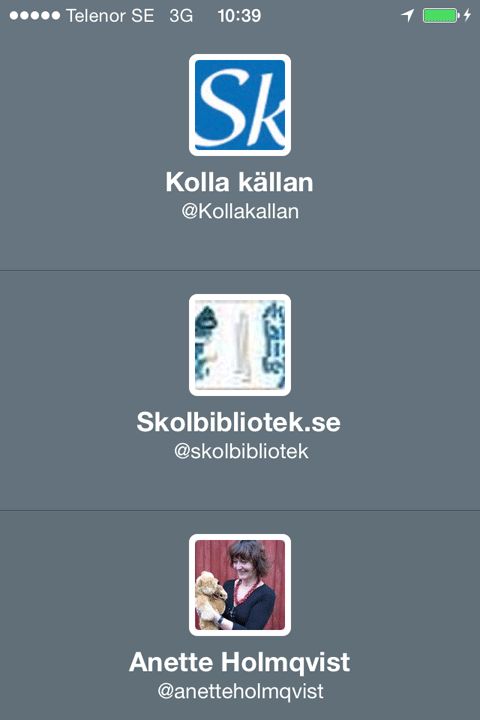 Twitter Vem står bakom kontot? Finns biografi? Vad delas? Vad diskuteras? Hur är tonen?