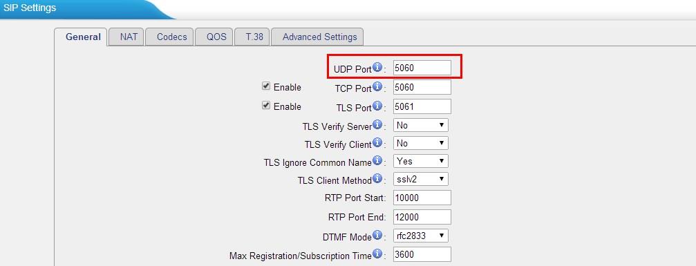 Figure1-3 Efter HTTPS är aktiverad kan användarna logga in MyPBX Web GUI via HTTPS. 1.3 Extension Hackare skickar alltid paket till PBX för att försöka registrera anknytningar så de kan ringa ut. 1.3.1 Change the Default SIP Port Path: PBX Advanced Settings SIP Settings General UDP Port Bild1-4 Vi rekommenderar att ändra detta till en annan tillgänglig port, till exempel: 5080.