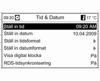 74 Instrument och reglage Yttertemperatur Sjunkande temperatur visas omedelbart, stigande med fördröjning.