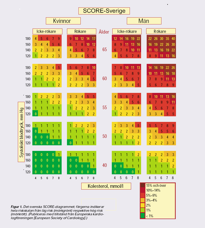 Bilaga 1 SCORE och riskålder Riskålder är ett begrepp som är användbart som ett pedagogiskt hjälpmedel framförallt när man informerar yngre personer, exempelvis 40-åringar som har många riskfaktorer