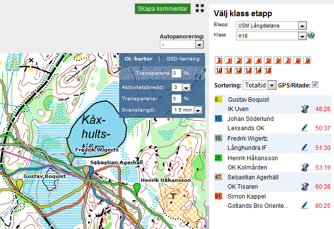 Därefter är det bara att spela upp loppet enskilt eller simulera gemensam start med andra