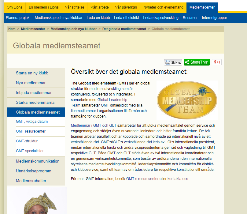 Webbsidan för globala medlemsteamet Från Lions webbplats