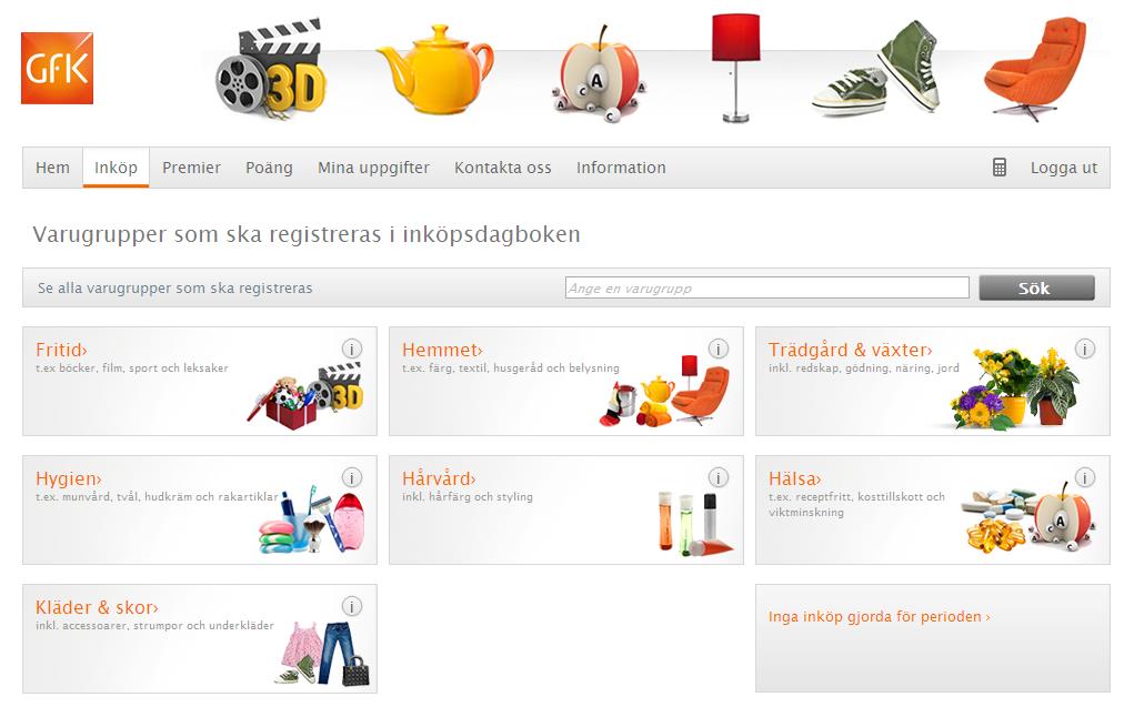 2. Registrera dina inköp Klicka på Registrera inköp och välj den varugrupp du har handlat.