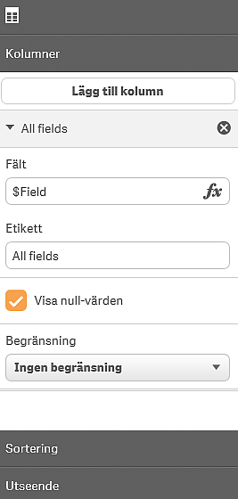 En systemfält som lagts till som dimension i egenskapsfönstret Använda datum- och tidsfält i en visualisering Du kan använda datum- och tidsfält i visualiseringarna.