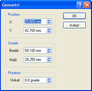 Geometri Bestäm elementens exakta position genom att ange ett värde eller