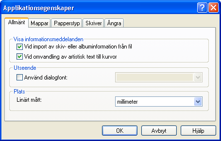 Fält: Välj olika fältfunktioner, till exempel justering och nummerformat. Katalog: Välj utseende för katalogverktyget. Spår: Välj utseende för spårverktyget. 4.