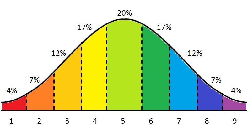 baserad på totalpoäng för provet vid utprovningen på en grupp 6-åringar från representativa förskolor i Eskilstuna kommun hösten 2007(n=388) Medelvärde: 13,8 (stanine 5) standardavvikelse 6,9 Ur