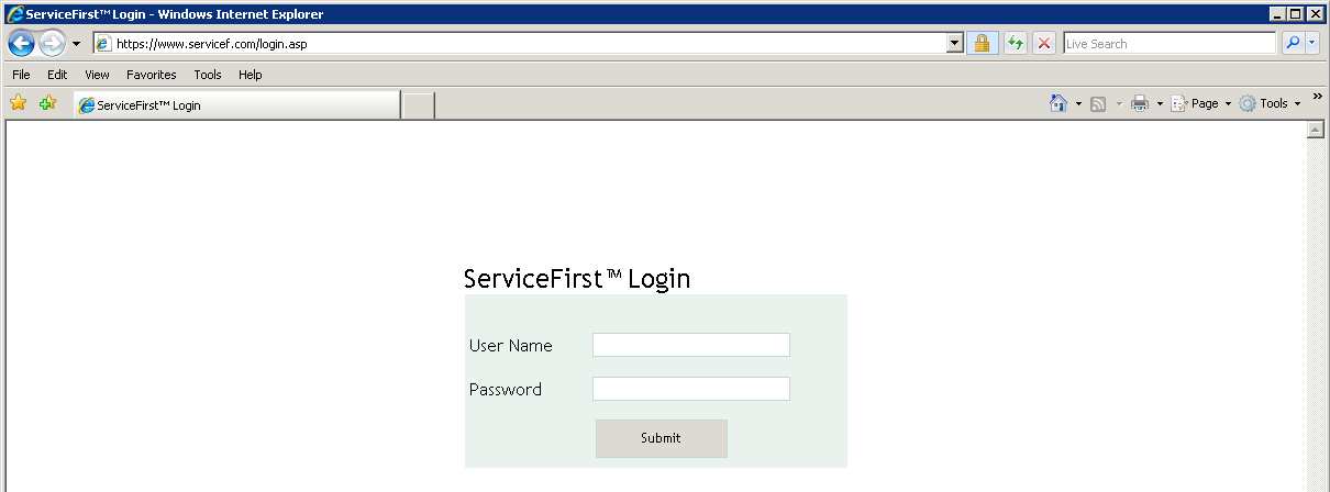 1. Log-in Logga in till ServiceFirst på: www.servicef.com.
