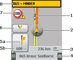 2. Aktivera önskat kartläge. Anmärkn: Du kan även trycka navigationsknapparna [Höger] eller [Vänster] för att snabbt växla läge.