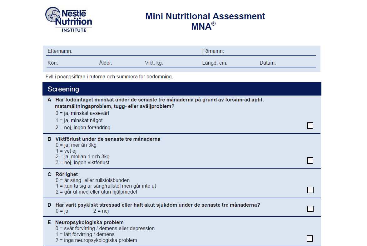 nutritionsstatus och formulera målsättning med mat och dryck 50 40 30 20 Fundering Hur jobbar vi med riskidentifiering hos oss?