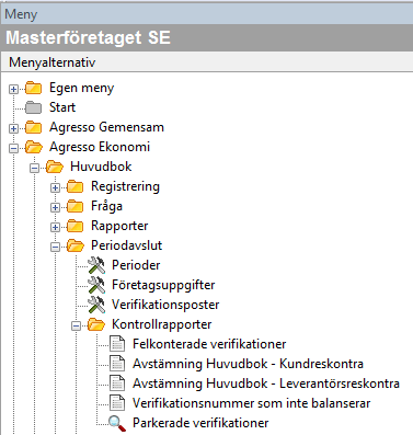 8.4 Kontrollrapporter 8.4.1 Felkonterade Verifikationer (GL14) I rapporten dokumenteras de eventuella felkonteringar som har bokförts på felkonto vid överföring av data från externa system till