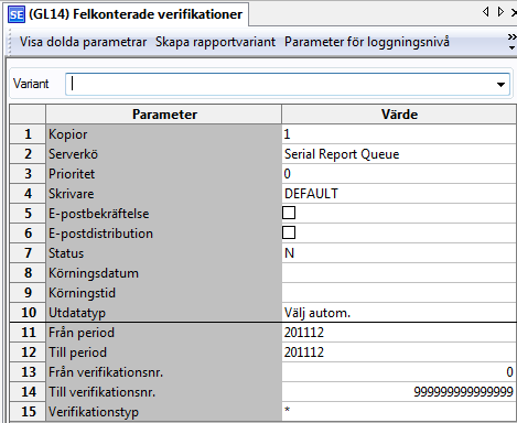 Giltig verifikationstyp. Förslag är * (alla verifikationstyper). 8.4.2 Avstämning Huvudbok/Reskontra (AG06) Två rapporter finns för avstämning mellan huvudbok och reskontra.