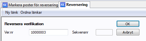2.3.2.2 Reversering 1 Gå in i skärmbilden Markera poster för reversering. (Agresso Ekonomi/ Huvudbok/Verifikationsregistrering/Reversering.