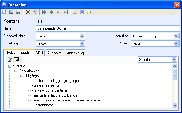 KOM I GÅNG MED REDOVISNING I MAMUT BUSINESS SOFTWARE Du kan klicka Redigera på fliken Redovisningsplan för att se eller ändra kontots placering. 4. Skriv in Namn.