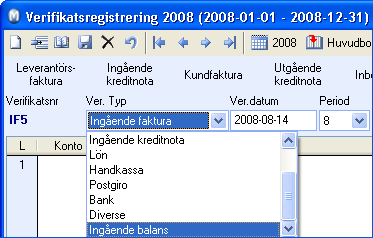 KOM I GÅNG Så registrerar du Ingående balans vid räkenskapsårets början: 1. Välj Visa - Redovisning - Verifikatregistrering. 2.