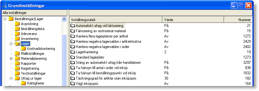 Övriga relaterade grundinställningar Då Entré är ett helintegrerat system, finns många inställningar som på något sätt påverkar faktureringen.