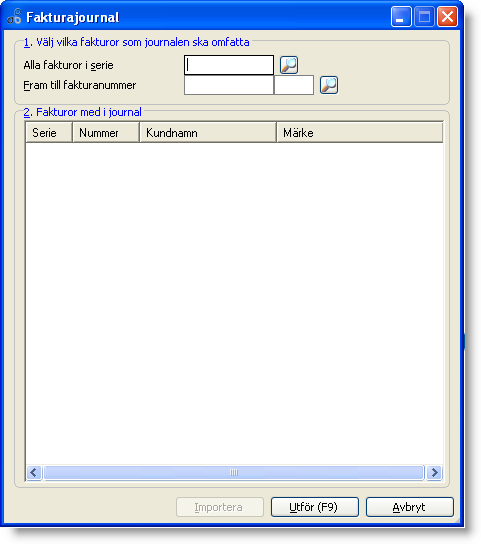 Fakturajournal Efter att du skrivit ut fakturorna kan fakturajournal skrivas. Du bestämmer själv om du vill göra detta efter varje fakturering, en gång i veckan eller kanske en gång i månaden.