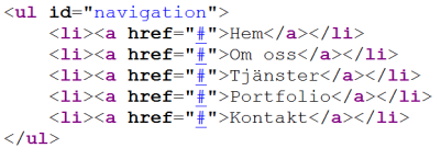 BOXMODELLEN SKAPA BOXAR MED DIV-TAGGAR Id-regler # betyder Id-Regel (Id-väljare/ Id-selektor) Attributet id används för att koppla Id-regler används oftast för att bygga CSSbaserade menyer och