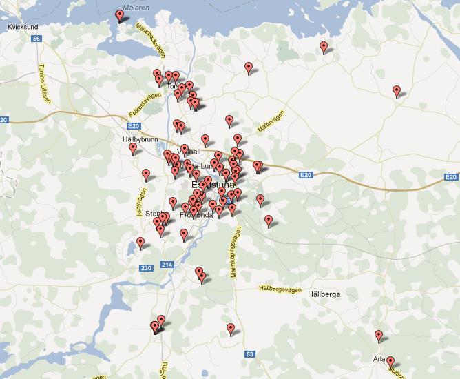 10 Figur 2-9 Registrerade adresser i Eskilstuna kommun. Resterande fordon är registrerade på personer som är skrivna på annan ort.