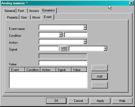 I Programmering 7 Grafisk visning och styrning Händelse 1597AEN På fliken [Event] fastställs de parametrar som beskrivs nedan.