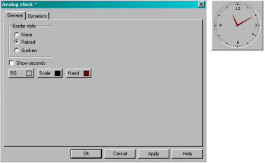 Programmering Grafisk visning och styrning I 7 Analog klocka Tidsobjekt för visning av en analog klocka.