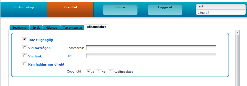 4.6. Typ - obligatoriskt Välj vilken typ av resultat det rör sig om. När du är klar med denna sektion, klicka på spara -knappen. 4.7.