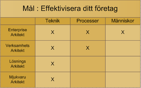 kräver kompromisser och innovativa lösningar. Mjukvaruarkitektens huvudsakliga roll är inom ett enskilt projekt och med uppgift att fokusera på projektets framgång.