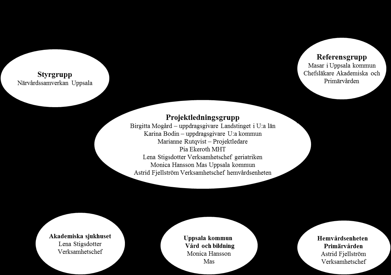 Slutrapport för projekt mest sjuka äldre- Mobila hembesöksteamet Projektlednings- och arbetsgrupperna organiserades enligt nedanstående modell: 3.2 