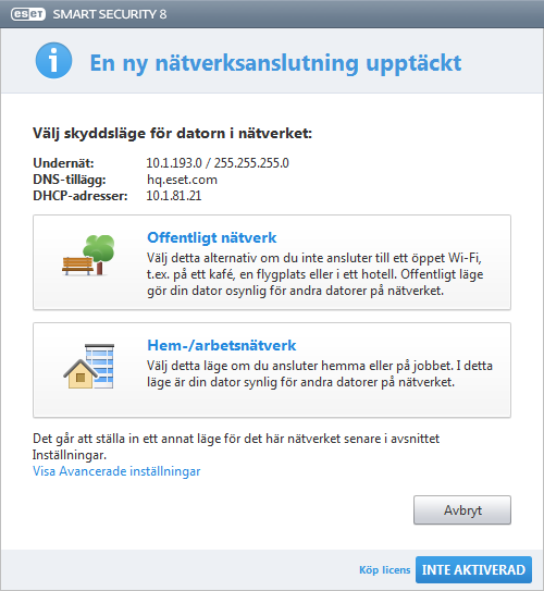 Produktaktivering Efter installationen visas fönstret Produktaktiveringstyp.