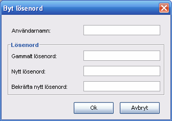 Figur 3. Inloggningsrutan som kommer upp varje gång du startar WebHyPro. Figur 4. Dialogen för att byta lösenord. Skriv in ditt användarnamn och ditt gamla lösenord.