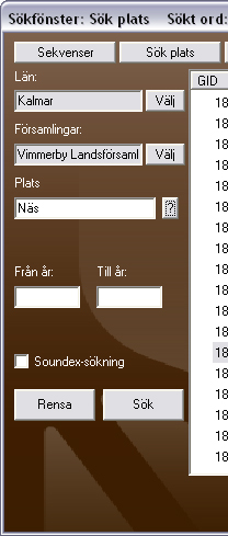 Sök plats Vänstra delen av sökfönstret för Sök plats Län Klicka på Välj för att öppna ett nytt fönster med en lista på tillgängliga län. Välj län och klicka på Ok.