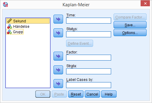 Kaplan-Meier i SPSS Analyze