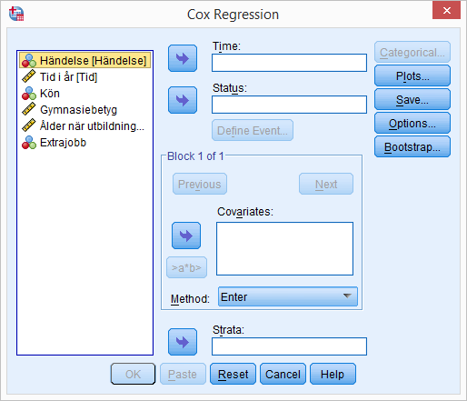 Exempel (forts): Coxregression