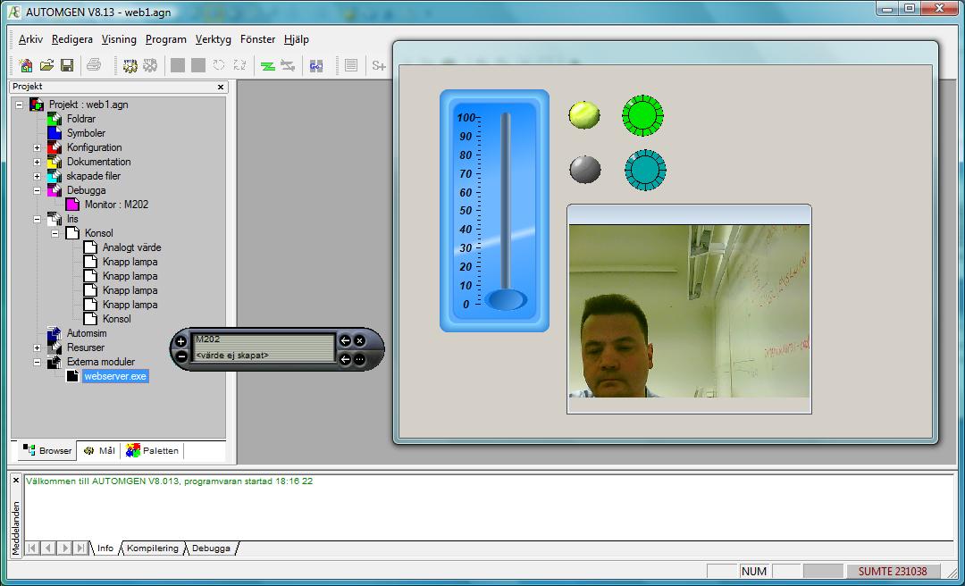 Automgen blad Automgen & NXT blad Styrobjekt&system Automgen IRIS för scada/övervakning 2D-simulering/online 3D-simulering/online (även direkt mot tex step7, gx developer och codesys) Scada-system